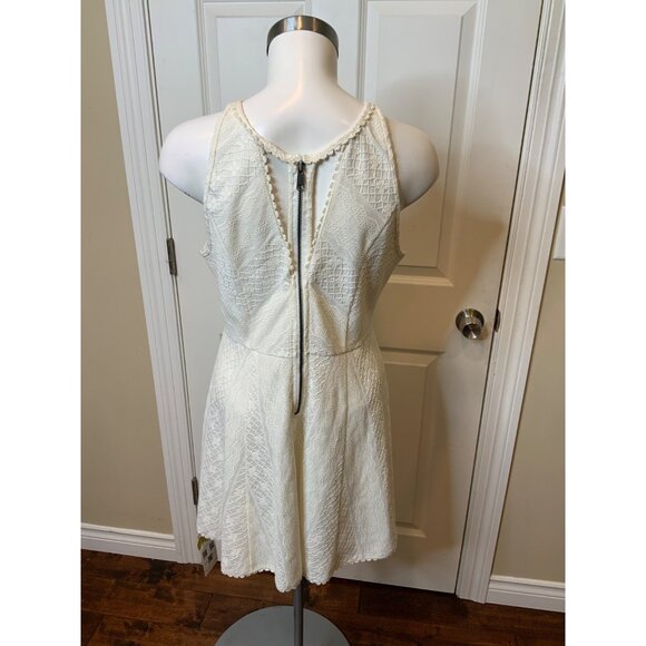 Free People Cream Floral Embroidered Mini Sleeveless Dress, Size 10 - Picture 4 of 5